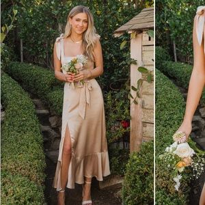 Show me you MuMu Claire midi dress size xs in champagne. Never worn